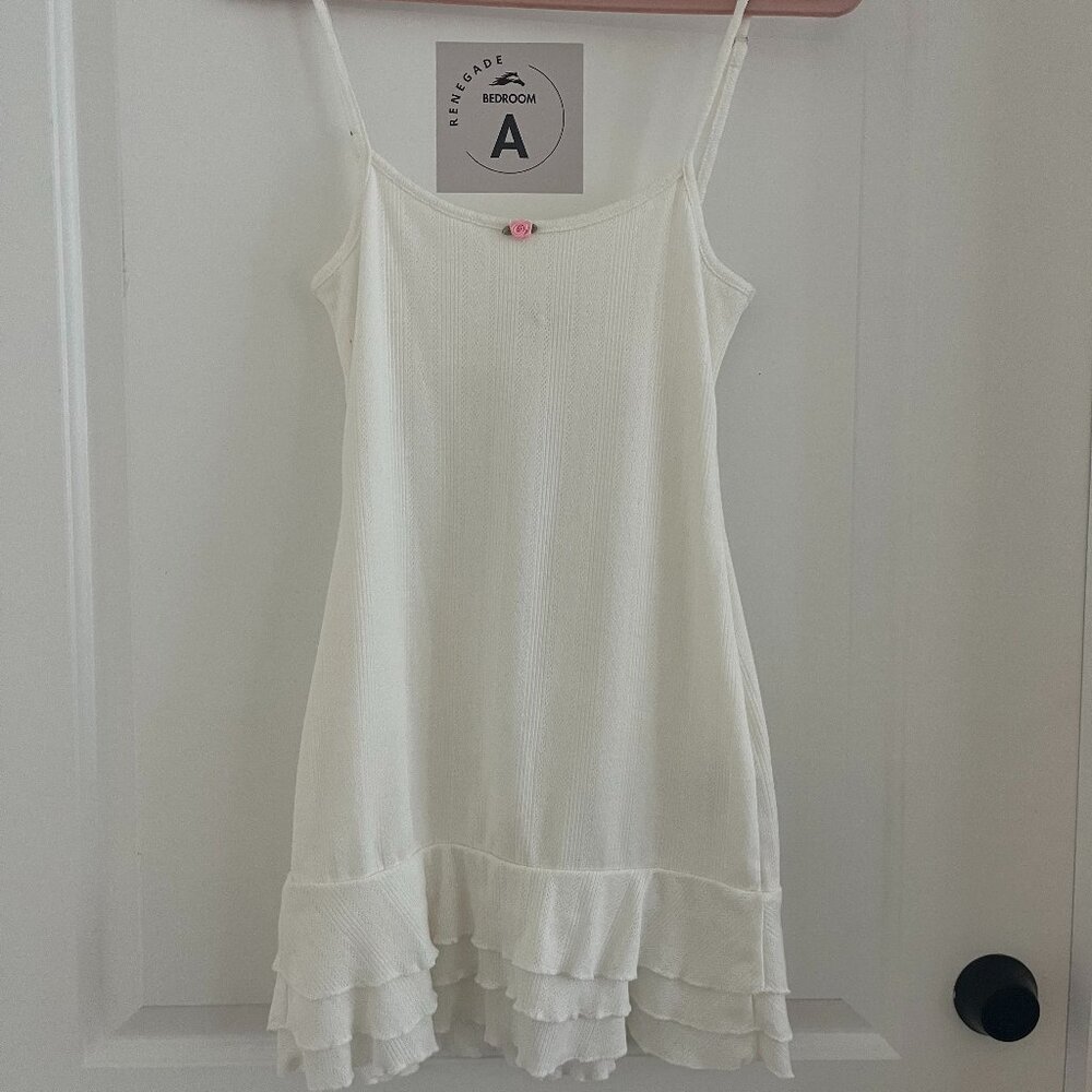 NWT Edikted Pointelle Ruffle Mini Dress, White